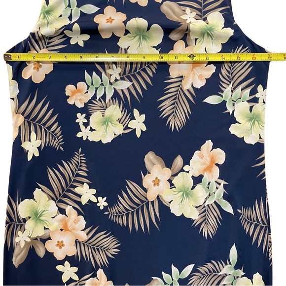 Nani Kai Women’s Floral Sleeveless Hawaiian Slip Midi Dress Navy Blue - Picture 7 of 8